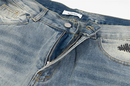 mens fashion ripped jeans blue straight baggy jeans trousers luxury loose casual distressed denim pants male 1 unique jeans style 4446