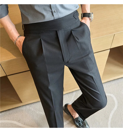 men naples waist business casual fashion vintage ankle length suit pant gentleman party dress pants trousers unique default style 1511
