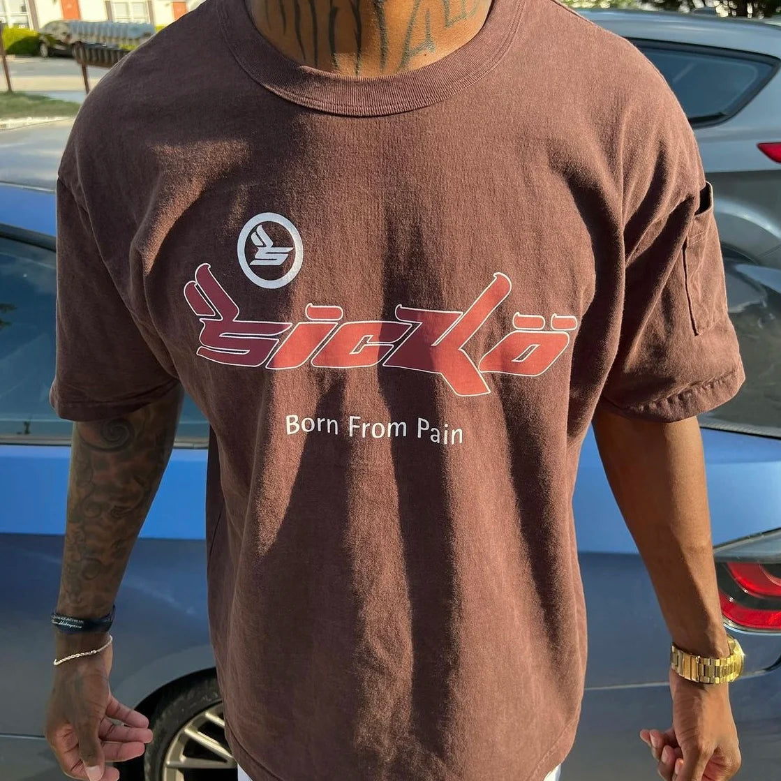 New 22 Sicko Black&Coffee Born From Pain IAN CONNOR T Shirts T-Shirt Hip Hop Skateboard Street Cotton T-Shirts Tee Top kenye #32 Street King Limited