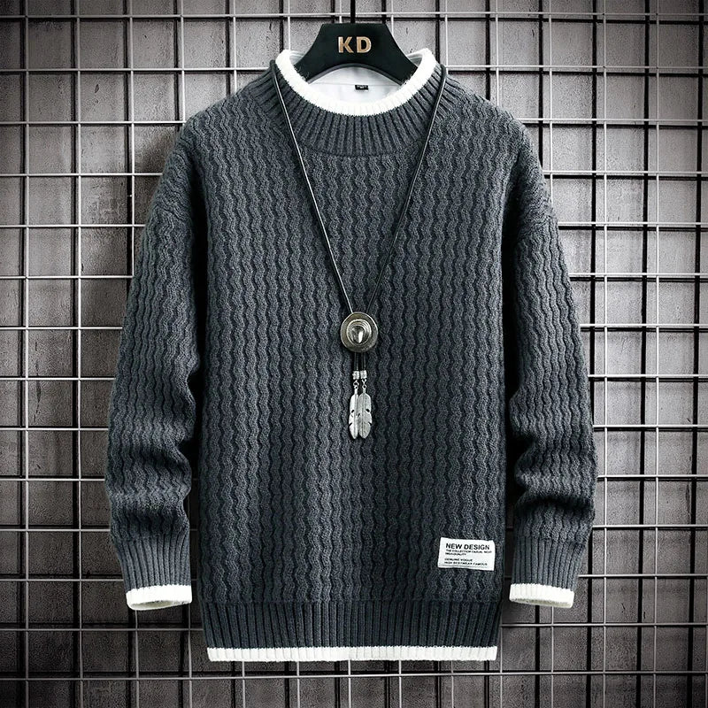 Brand Clothing Men's Loose Pullover Male Slim Fit Fashion Knitted Sweater Man  Thick Warm Pull Homme Retro Stripe Sweaters 4XL Street King Limited