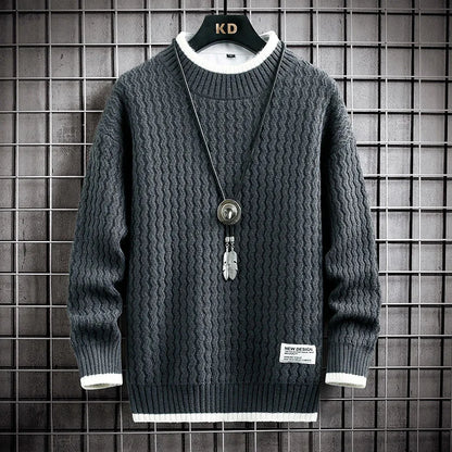 Brand Clothing Men's Loose Pullover Male Slim Fit Fashion Knitted Sweater Man  Thick Warm Pull Homme Retro Stripe Sweaters 4XL Street King Limited