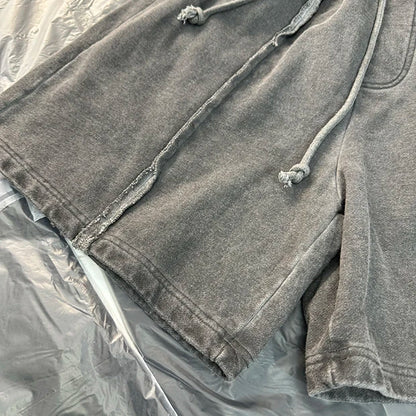 New 2024 Novelty High THUG CLUB Old Washed Rhine Stone Heavy Skateboard Street Cotton Casual Shorts Kanye Hip-hop Parkour #U46 Street King Limited