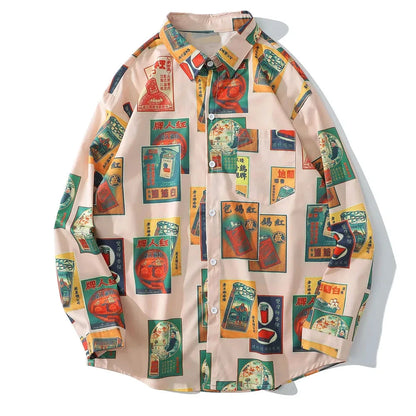 Streetwear Gonthwid Hawaiian Beach Shirts Harajuku Vintage Poster Print Long Slee Gonthwid Hawaiian Beach Shirts Harajuku Vintage Poster Print Long Sleeve Aloha Party Holiday Shirt Mens Casual Button Down Tops Fashion Sweater Jacket With Graphic Design For Men