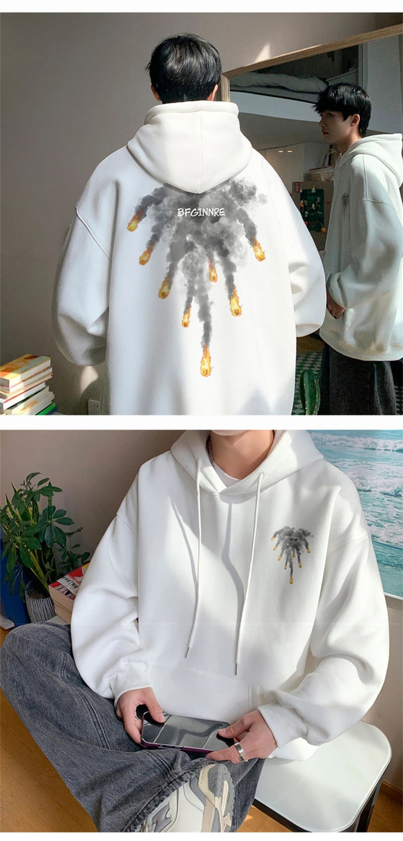 New Anime Meteorite Fall Graphic Printed Hooded Sweatshirts Hombre Hip Hop Streetwear Clothes Loose Y2K Vintage Pullover Hoodies Street King Limited