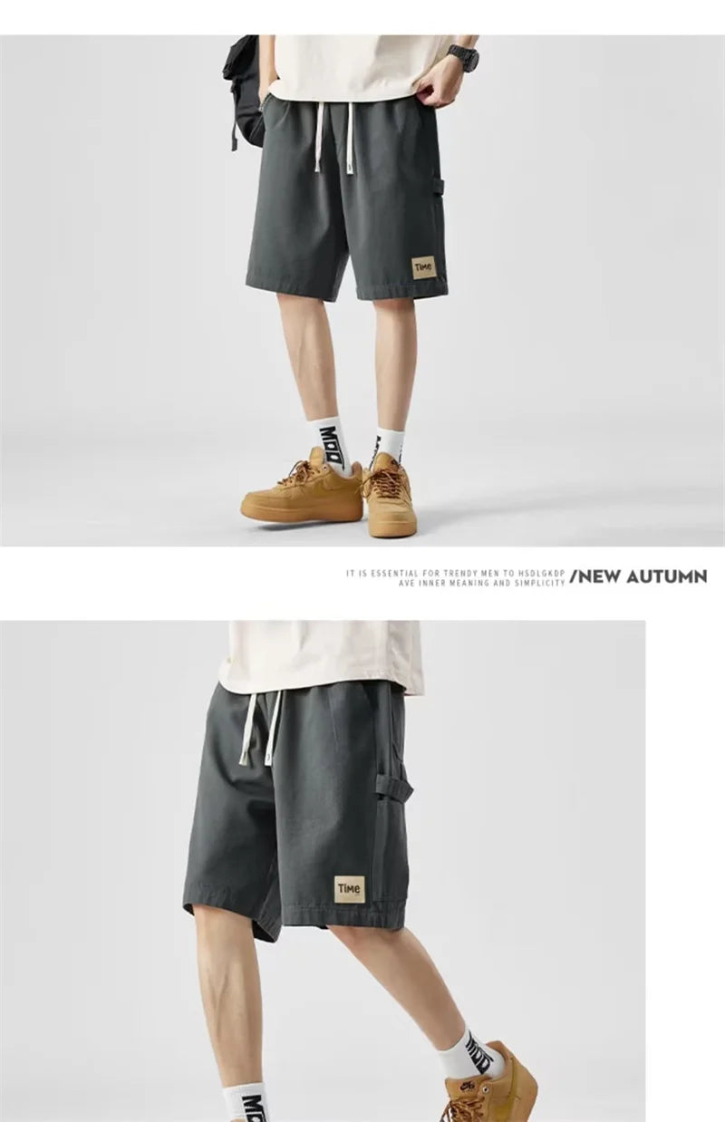 summer american casual retro shorts for men 2025 new loose straight short sweatpant streetwear fashion five point baggy bermudas unique joggers style 338
