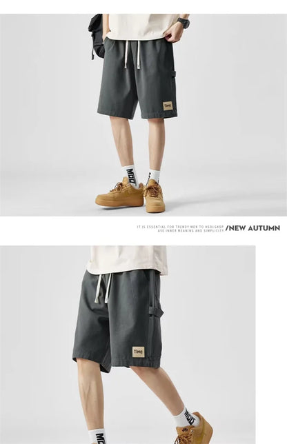 summer american casual retro shorts for men 2025 new loose straight short sweatpant streetwear fashion five point baggy bermudas unique joggers style 338