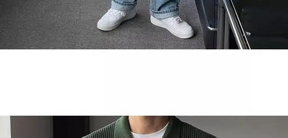 Trendy Korean Style Simple Green Sweater Retro Jacket Men's Sweater Trendy Casual Niche Y2K Street Hip-hop Jacket Tops Street King Limited