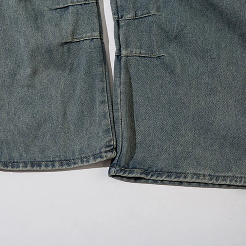 Men's Cargo Pants Multi-Pocket High Street Jeans Blue Washed Distressed Trousers Hip-Hop Straight Leg Trousers Loose Jeans Street King Limited