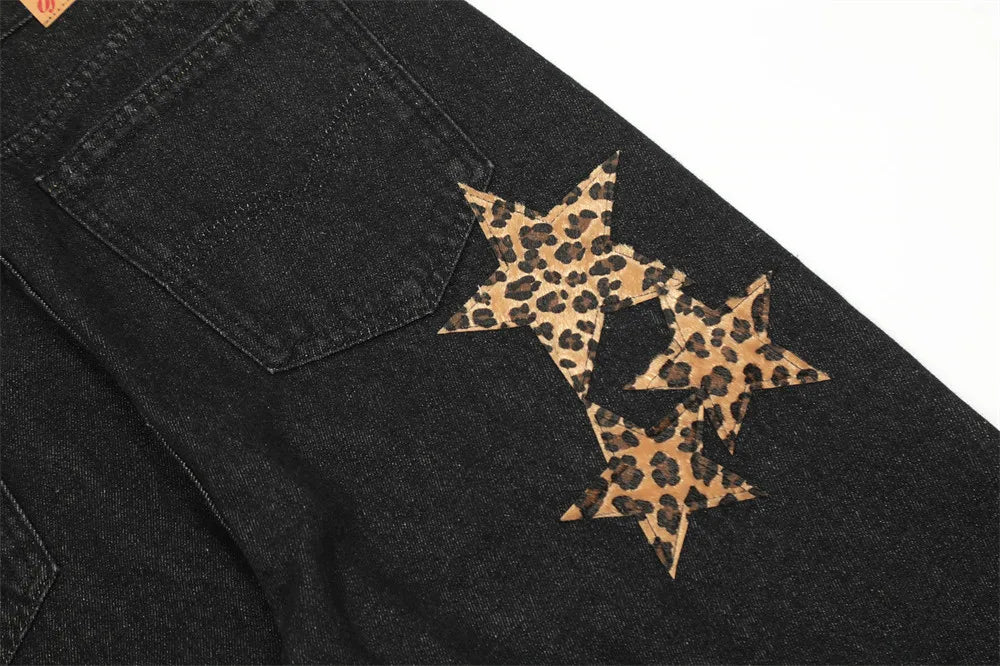 black baggy jeans men star patchwork straight denim pants fashion jeans male streetwear hip hop y2k loose trousers unique jeans style 4902