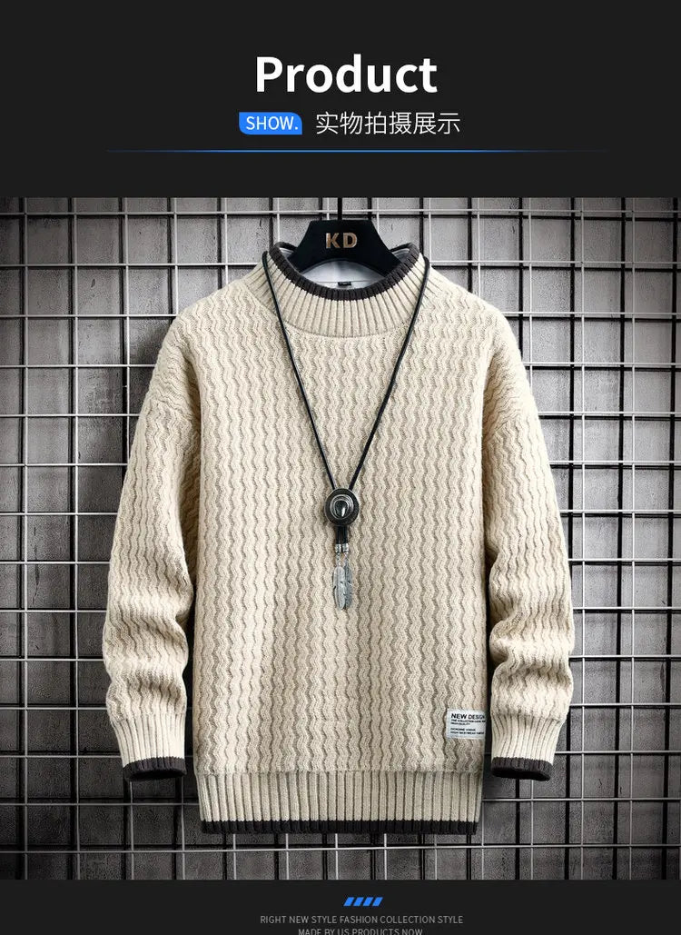 Brand Clothing Men's Loose Pullover Male Slim Fit Fashion Knitted Sweater Man  Thick Warm Pull Homme Retro Stripe Sweaters 4XL Street King Limited