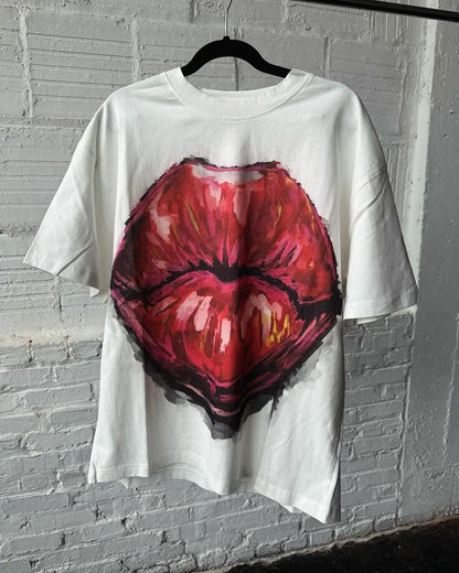 Harajuku big lips graphic t shirts loose y2k tops gothic pop oversized t shirt couples 2024 new sweatshirt goth men clothing Street King Limited