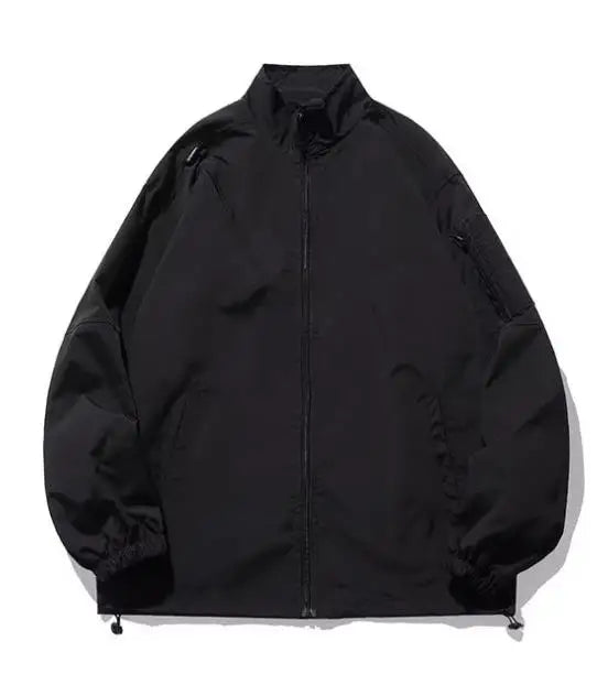 Outdoor Mens Charge Jacket Retro Loose Stand Collar Waterproof Tooling Coats Thin Color Blocked Zipper Hiking Windbreaker Street King Limited