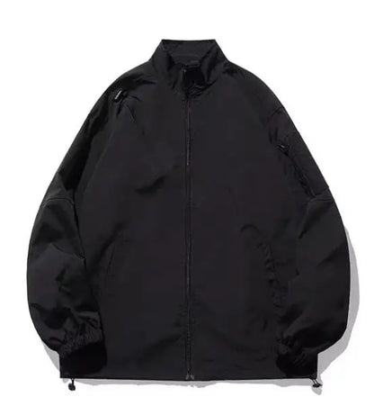 Outdoor Mens Charge Jacket Retro Loose Stand Collar Waterproof Tooling Coats Thin Color Blocked Zipper Hiking Windbreaker Street King Limited