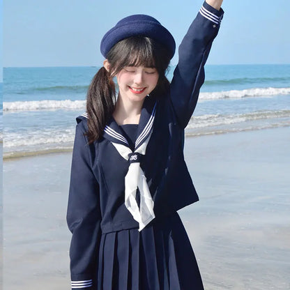 Navy Sailor Outfit Japanese Style School Uniform Skirt Girls JK Uniforms Student Sailor Dress Korean Student Seifuku COS Costume Street King Limited