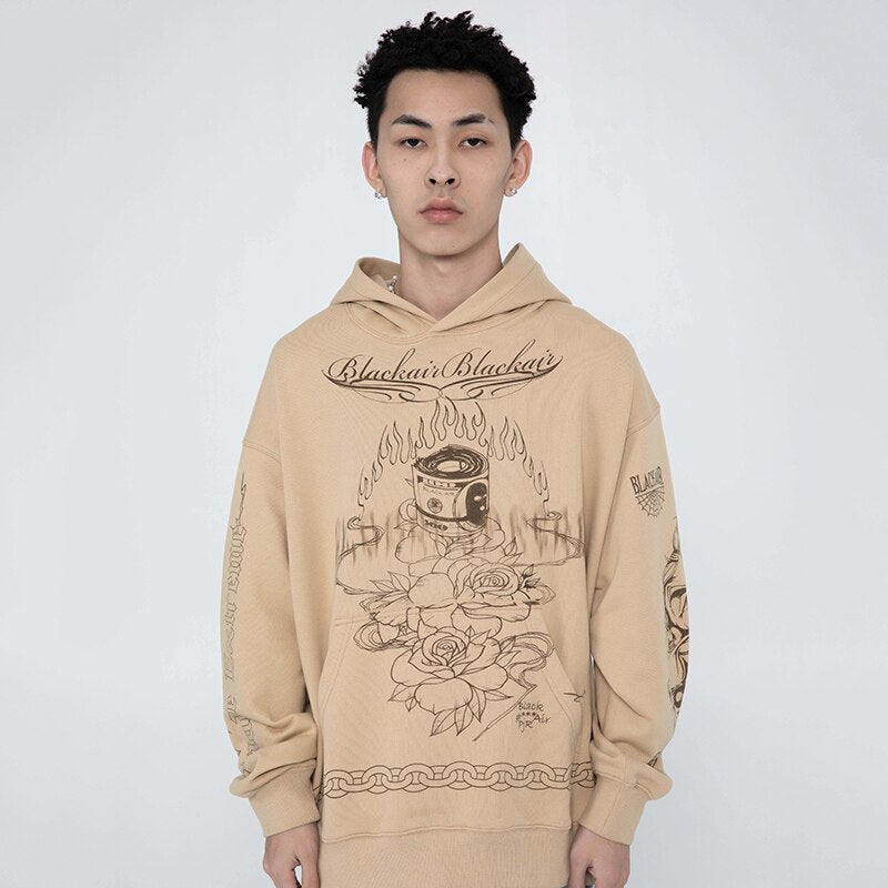 "Chain On Fire" Unisex Men Women Streetwear Graphic Hoodie Daulet Apparel