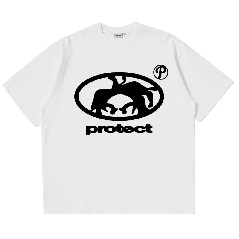Y2K American Gothic trend letter head print oversized T-shirt street hip-hop Harajuku casual fashion short-sleeved tops Street King Limited