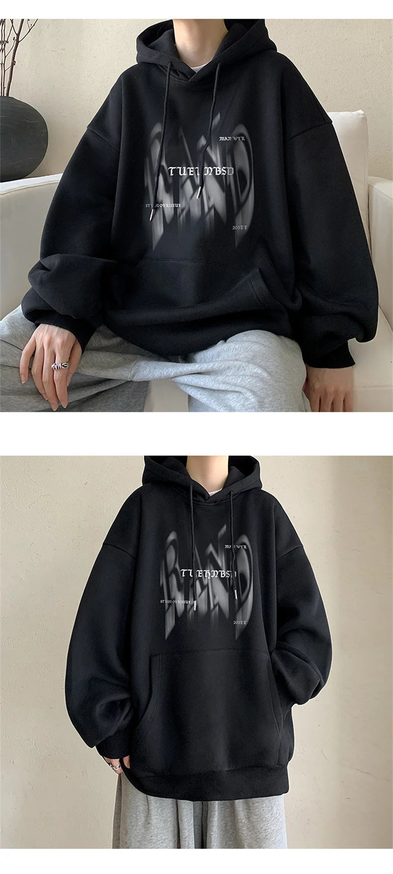 New Gothic Letter Printed Hoodies For Men Autumn Hip Hop Oversized Hooded Sweatshirt Y2K Streetwear Graphic Hoodie Tracksuit Street King Limited