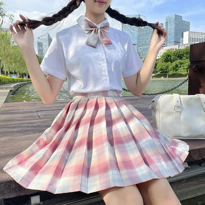 Jk Uniforms Gyaru School Uniform for Girl Student Pleated Skirt Uniform Set Women Short Sleeve Bow Tie Seifuku Japanese Style Street King Limited