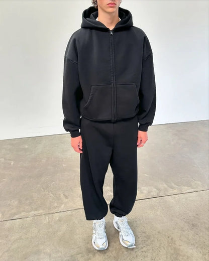 American High Street Fashion Casual Hoodie Men Y2k Harajuku Retro Solid Color Zipper Sweatshirt Loose Oversized Coat Women Street King Limited