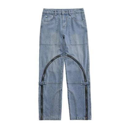 fashion denim straight pants hip hop jeans with zipper streetwear trousers new summer casual joggers men designer jeans for men unique joggers style 133
