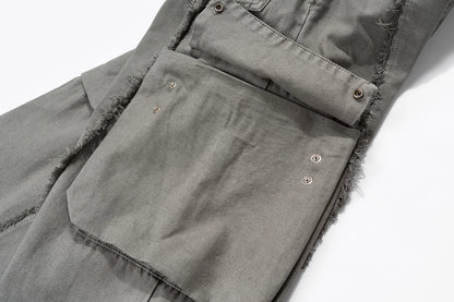 y2k streetwear tassel multi pocket jeans for men straight solid baggy cargo pants pantalones hombre casual denim trousers unique cargo style 903