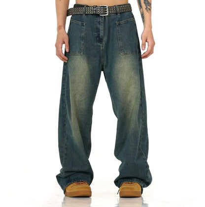retro washed denim baggy jeans pants unisex hip hop fashion streetwear harajuku loose wide leg straight y2k pants joggers men unique joggers style 4968