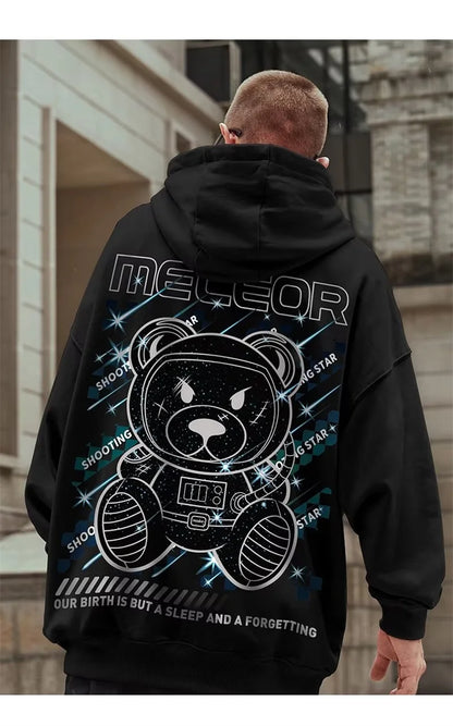 Meteor Bear Graphic Hoodies Oversized Men's Streetwear Hooded Sweatshirt Male Harajuku Fashion Pullover Hoodie y2k Clothes Street King Limited