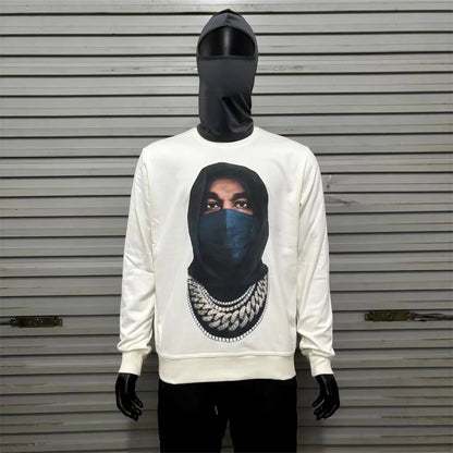 New 242SS Portrait Print High-Street Full Cotton Quality Heavyweight Casual Loose Pullover Long Sleeve Sweatshirt Tops For Men Street King Limited