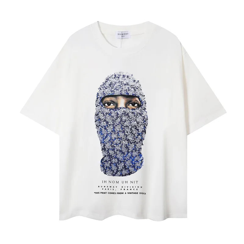 2024ss New IH NOM UH NIT T-shirt Masked Gold Necklace Printing Men Woman Good Quality Chaopai Top Tees Street King Limited
