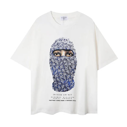 2024ss New IH NOM UH NIT T-shirt Masked Gold Necklace Printing Men Woman Good Quality Chaopai Top Tees Street King Limited