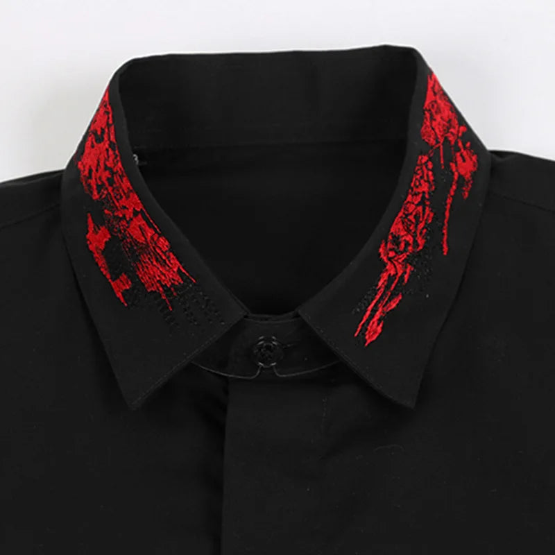 New 2022 Luxury Men Classic Embroidered bee stripe Fashion Cotton Casual Shirts Shirt High Quality Short Sleeves A68 Street King Limited