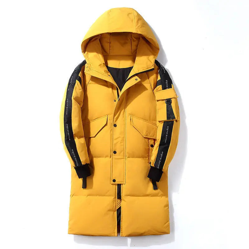 2023 New Winter Men Parka Big Pockets Casual Jacket Hooded Solid Color 2 colors Thicken And Warm hooded Outwear Coat Size 3XL Street King Limited