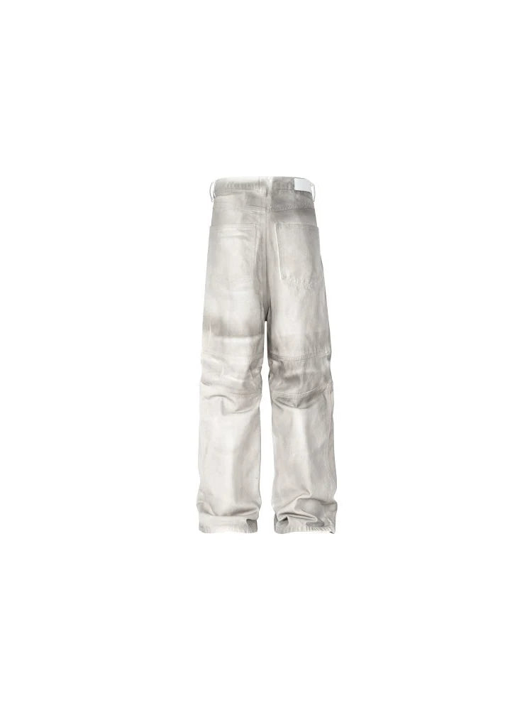 pleat patchwork dir wash racing pants mngu washed distressed white straight overalls dirfit loose trousers urban fashion pants