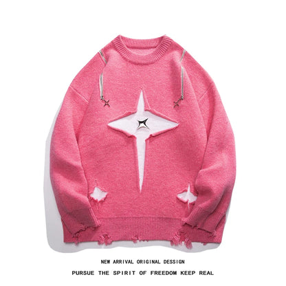 Gothic Men's Sweater Hip Hop Streetwear Long Sleeved Round Neck Tops Oversized Autumn New Knitwear Sweaters Jumpers Street King Limited