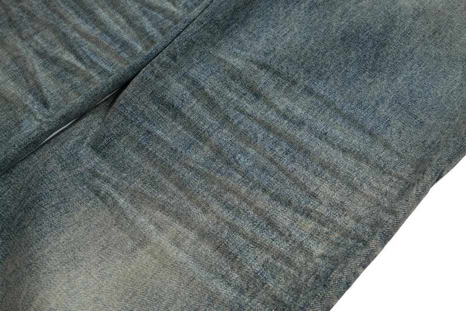 vintage men jeans blue baggy denim pants dirty washed retro loose straight jeans trousers unique jeans style 5910