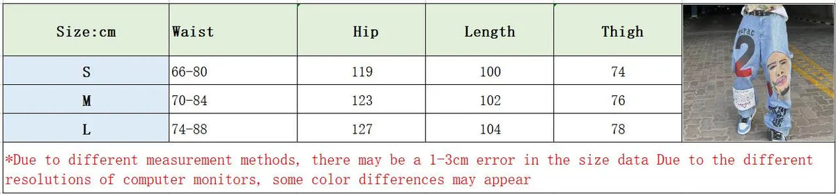 european and american street trend loose straight jeans summer female portrait print hip hop trousers female wide leg pants unique jeans style 728