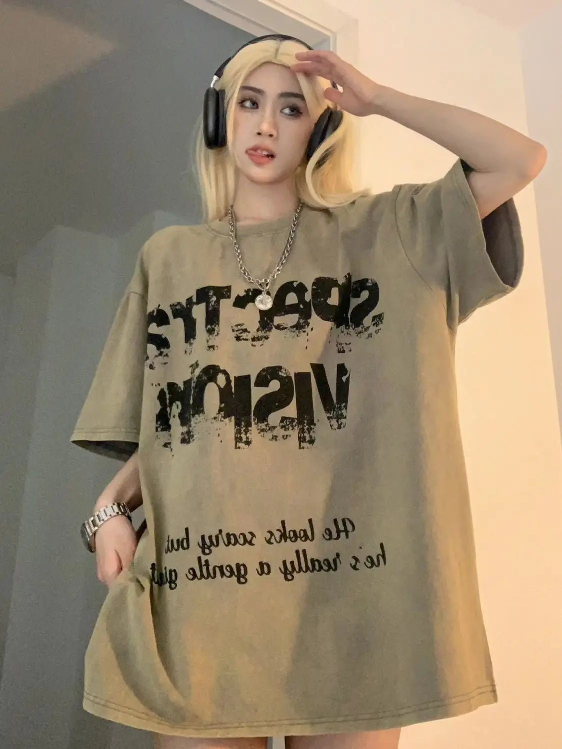 Pure cotton American retro vintage letter printed short-sleeved T-shirt women's niche loose high street top ins men clothing y2k Street King Limited