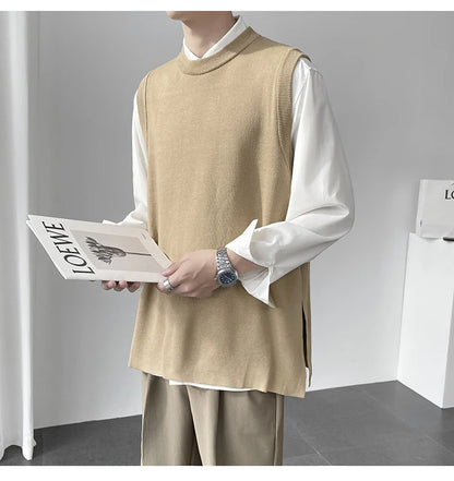 Slim Fit Sweater Vest Men Warm Fashion Casual Knitted Pullover Men Korean Loose Sleeveless Sweater Mens Jumper Clothes M-3XL Street King Limited