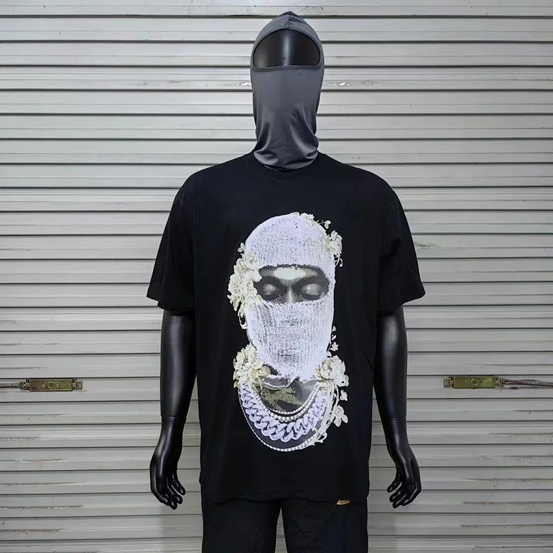2024ss New IH NOM UH NIT T-shirt Masked Gold Necklace Printing Men Woman Good Quality Chaopai Top Tees Street King Limited