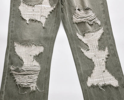 High Street Frayed Hole Distreesed Baggy Jeans for Men and Women Ripped Pantalones Hombre Y2k Casual Denim Trousers Oversized Street King Limited