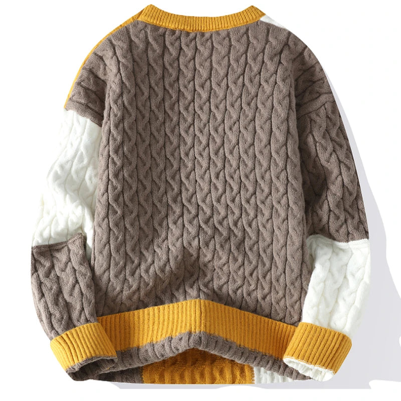 Autumn Men's Twist Braid Sweater Fashion Pullovers Winter Thick Knit Sweaters Streetwear Solid Warm O Neck Jumper Pullover Street King Limited