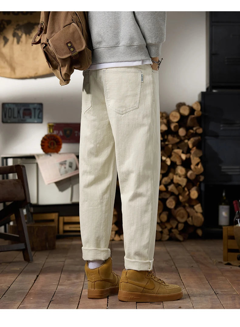 men classic fashion vintage loose casual plus size 28 42 ankle length white soft denim jeans pant cityboy harem jeans trousers unique jeans style 1984