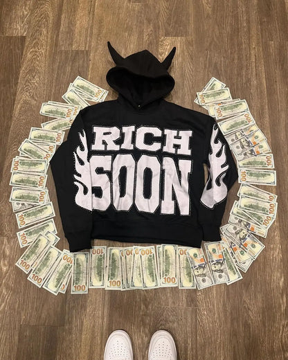 Harajuku Y2k Demon Embroidery Hoodies Women Oversized Grunge Sweatshirt Gothic Goth Zip Up Hoodie Clothes Couples Streetwear Street King Limited