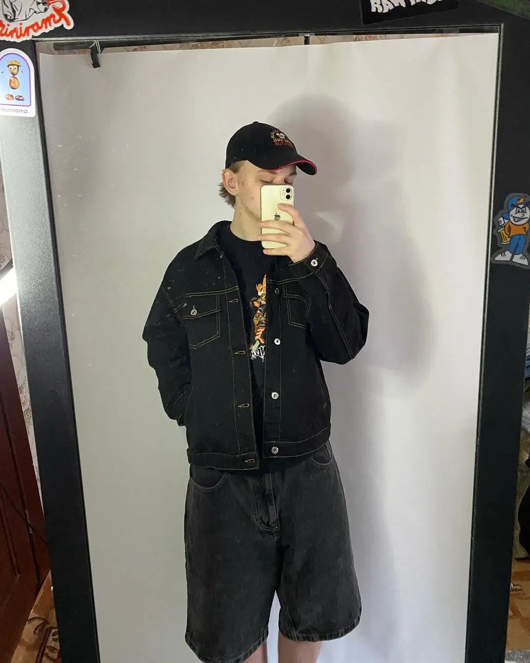 big boy embroidery graphic pants retro hiphop cartoon streetwear denim shorts y2k baggy jorts harajuku gym basketball shorts men vintage washed jeans