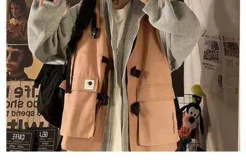Fake two-piece coat men's ins, trendy Japanese functional workwear hooded jacket, autumn European and American retro trend tops Street King Limited