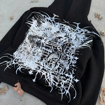 Y2k Long Sleeved Pullover Oversized Sweatshirt Dark Cartoon Hip-Hop Pattern Hoodie Streetwear Fashion Fall Winter Outfit Ootd Street King Limited