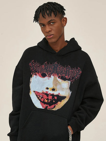 2000s Retro black Hoodie Women Men Streetwear Harajuku Thrilling Avatar Graphic OversizedPunk Gothic Y2K Clothes Sweatshirt top Street King Limited