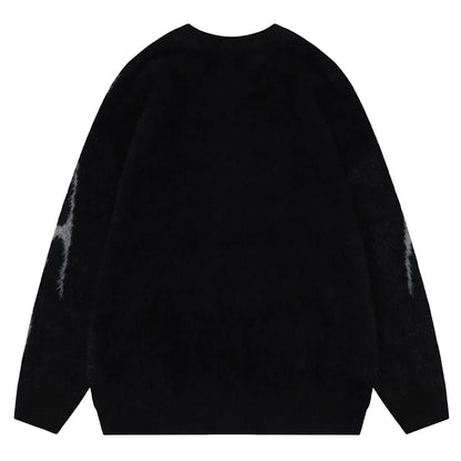 Men Sweater Harajuku High Street Winter Warm Knitted Coat Oversized Thorn Pattern Top Loose Gothic Punk Pullover Street King Limited