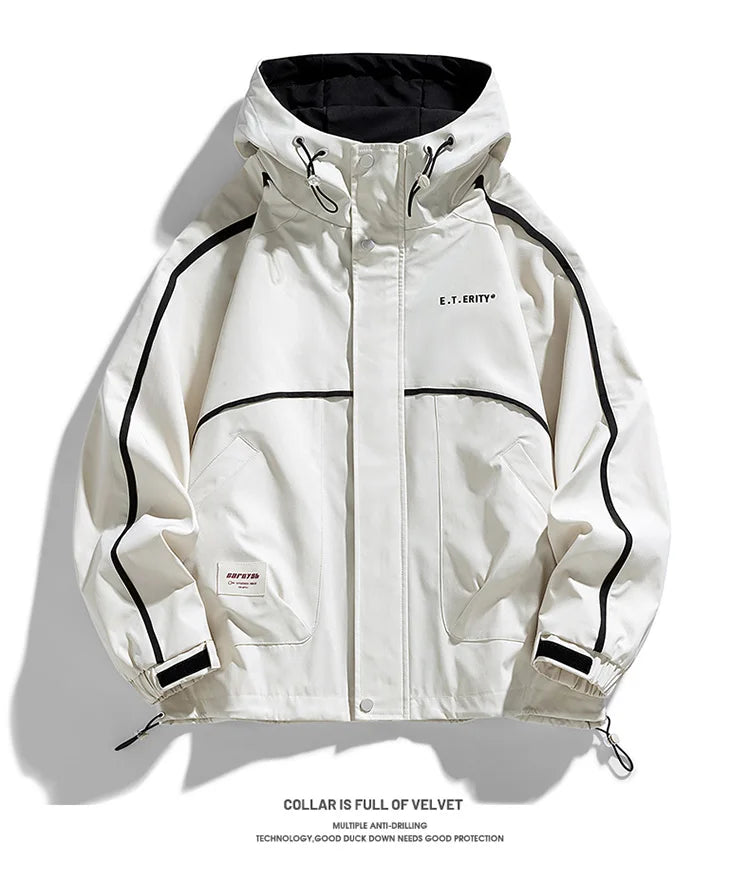 mens hooded jacket clashing colours jackets letter print jacket streetwear casual outdoor coats 2024 spring fall male clothing unique default style 5220