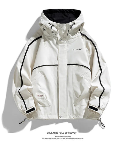 mens hooded jacket clashing colours jackets letter print jacket streetwear casual outdoor coats 2024 spring fall male clothing unique default style 5220